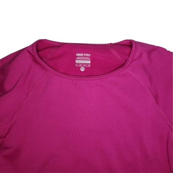 Nike Pro Dri Fit Hyperwarm Top XS Pink-Brushed Fleece Lined- - Picture 3 of 4